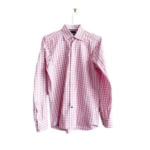 Tommy Hilfiger Mens Dress Shirt Tailored Fitted Button Down Long Sleeve Pink 15